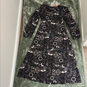 Joe Fresh Black and White Floral Long Sleeve Dress